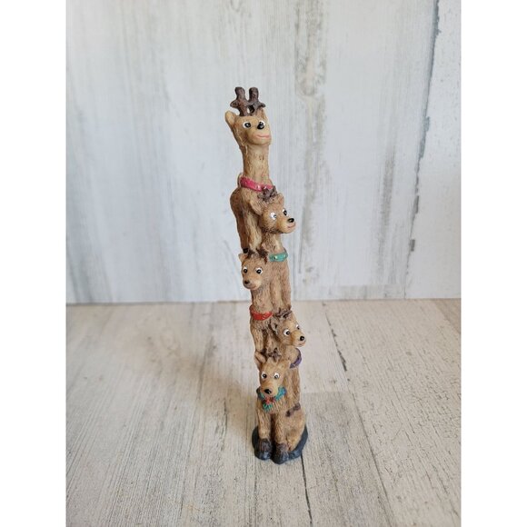 Vintage unique reindeer totem stack Xmas home decor accessory - Picture 2 of 6